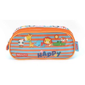 Estojo de Tecido Fisher Price Grande com 2 Zíperes - Vermelho