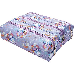 Estojo Feminino em Tecido Cetim Triplo Sortido Pacote com 2