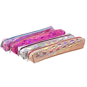 Estojo PVC Xadrez Metalizado 1 Zíper (S)