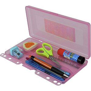 Estojo Plástico Teen BOX Escolar Rosa PCT com 03