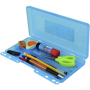 Estojo Plástico Teen BOX Escolar Azul PCT com 03