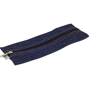 Estojo Jeans FLAT Médio com Zíper Pacote com 12