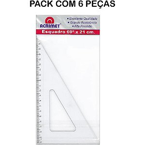 Esquadro Poliestireno 60 Graus 21CM Pacote com 06