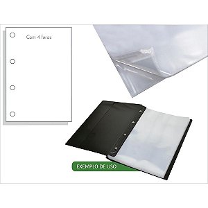 Envelope Plástico Ofício 4 Furos Médio 0,12MM Pacote com 100