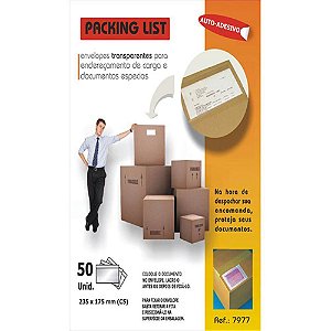 Envelope Endereçamento Carga Plástico TRANSP235X175MM PCT com 50