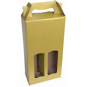 Embalagem para Garrafa Caixa Dourado 8X17X38 Duplo PCT com 10