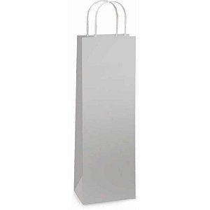 Embalagem para Garrafa 35X13X8CM Sacola Laminada Prata Pacote com 10