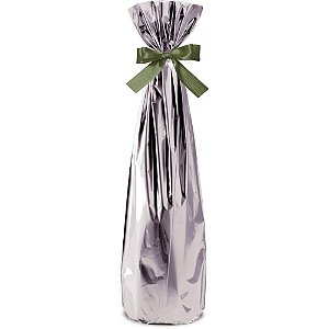 Embalagem para Garrafa 15X44CM Saco Metalizado Prata - Pacote com 50