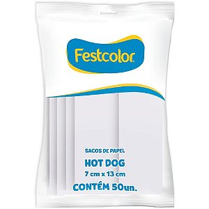 Embalagem para Alimentos Saquinho de Papel HOT DOG Caixa com 500