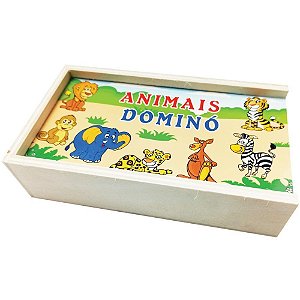 Dominó Animais em Madeira - 28 Peças