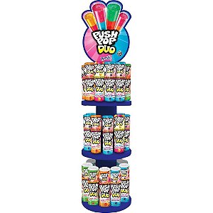 Doce PUSH POP Duo Torre - Pirulito com 2 Sabores - Caixa com 30 Unidades