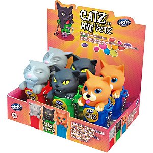 Doce Mini CATZ 260G DPCOM com 6 Chaveiros de Gatinho Colecionáveis com Pirulito 10G