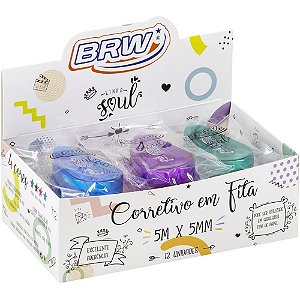Corretivo em Fita Soul 5MM X 5M BRW 4 Cores Sortidas Display com 12