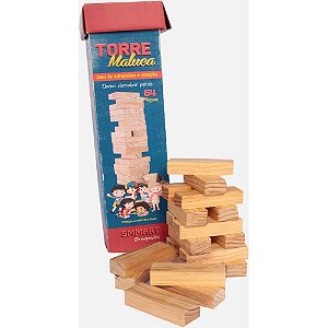 Brinquedo Educativo Jogo da Torre 54 Peças Madeira