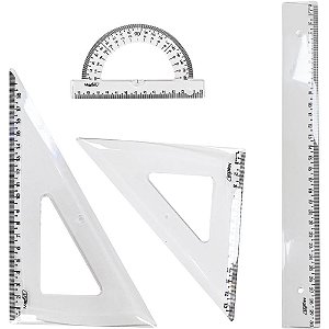 Conjunto para Desenho NEW Line Cristal 1º Grau com 4 Peças Waleu