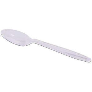 Colher Plástica Descartável Refeição Premium Cristal - Pacote com 50 Unidades