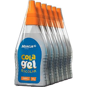 Cola Escolar GEL Transparente 90G - Pacote com 6 Unidades