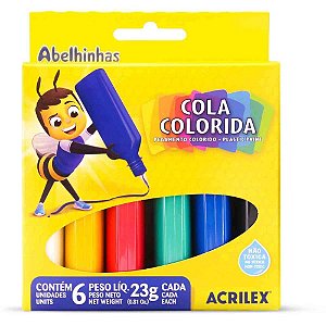 Cola Colorida Escolar Estojo com 06 Cores 23G