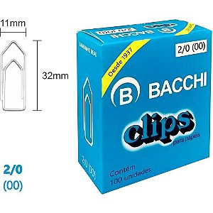 Clips Galvanizado AÇO 2/0 (00) 100 Unidades - Pacote com 10