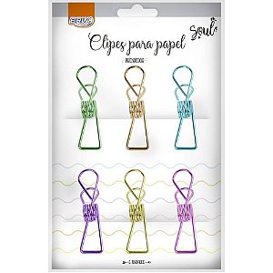 Clips Colorido Prendedor Colorido com 6 - BRW