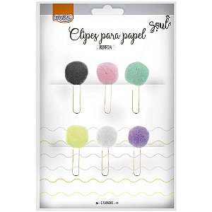 Clips Colorido Pompom Colorido com 6