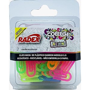 Clips Colorido Plástico Neon N2 com 100 Unidades