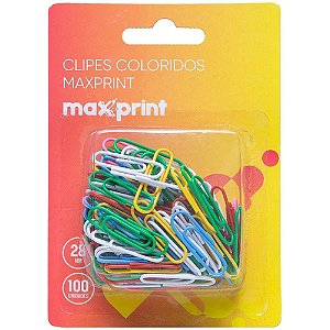 Clips Coloridos Maxprint 6 Cores - 100 Unidades