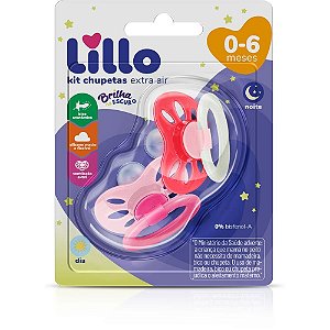 Chupeta EXTRA AIR Dia e Noite T1 Rosa com 2