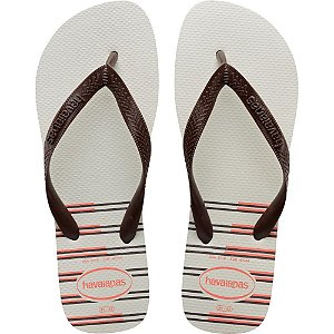 Chinelo Havaianas Masculino TOP Basic 43/4 BRANCO/CAFÉ