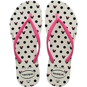 Chinelo Havaianas Licenciado SLIM Disney 35/6 BRANCO/ROSA