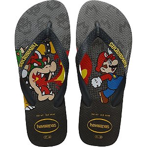 Chinelo Havaianas Licenciado Mário BROS 37/8 Cinza ACO