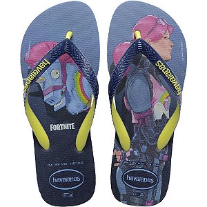 Chinelo Havaianas Licenciado Fortnite 41/42 Azul índigo