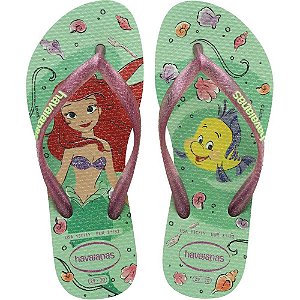 Chinelo Havaianas Infantil Princesas SLIM KIDS 25/6 Verde (7909843102205)
