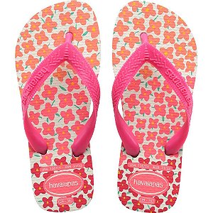 Chinelo Havaianas Infantil KIDS Flores 33/34 BRANCO/ROSA