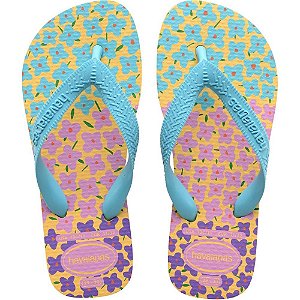 Chinelo Havaianas Infantil KIDS Flores 29/30 Amarelo Caja