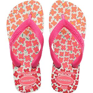 Chinelo Havaianas Infantil KIDS Flores 27/8 BRANCO/ROSA