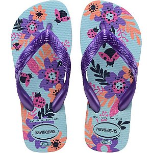 Chinelo Havaianas Infantil KIDS Flores 25/6 Azul Water