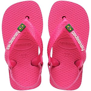 Chinelo Havaianas Infantil BABY Brasil Logo 23/4 Rosa FLU