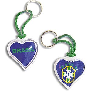 Chaveiro do Brasil Coração Curto com GEL Sortidos Pacote com 12