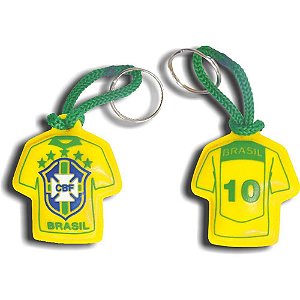 Chaveiro do Brasil Camisa Emborrachado Curto Sortido Pacote com 12