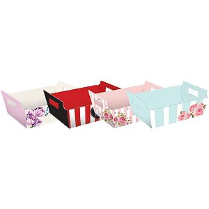 Cesta de Papel Decorada Sortida 18X13X7,5CM PCT com 10