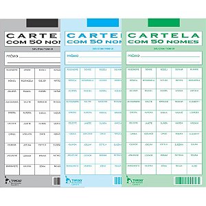 Cartela de Rifa com 50 Nomes Pacote com 50 Cartelas
