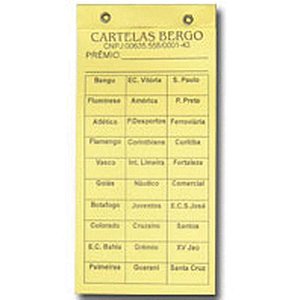 Cartela de Rifa com 30 Times - Pacote com 50 Cartelas