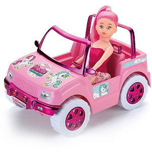 Carrinho Unicórnio Mágico BUGGY com Boneca e Adesivos