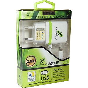 Carregador de Parede ULTRA Rápido LIGHT 8 Pinos 2.5A com 1 Entrada USB Anatel