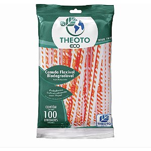 Canudo Biodegradável 6X21CM Flexível Embalado Individualmente - Pacote com 100