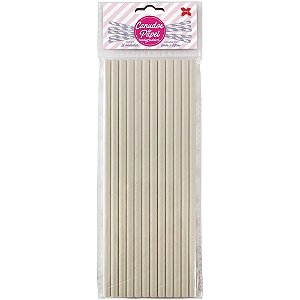Canudo Biodegradável Papel Branco 6X200MM Bloco com 12 Unidades Pacote com 10