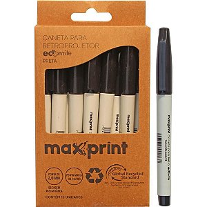 Caneta Retroprojetor 2.0MM Ecowrite Preta Caixa com 12