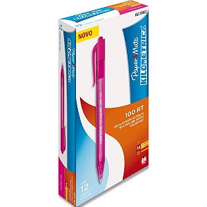Caneta Retrátil Kilométrica 100RT Magenta CX com 12