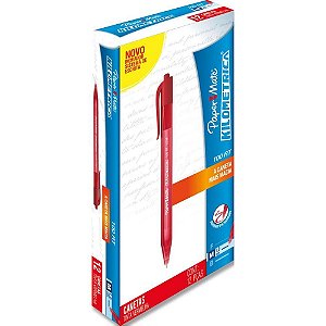 Caneta Retrátil Kilométrica 100 Vermelha CX com 12
